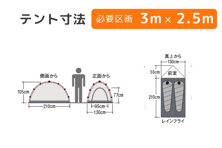 ステラリッジテント2型のサイズ