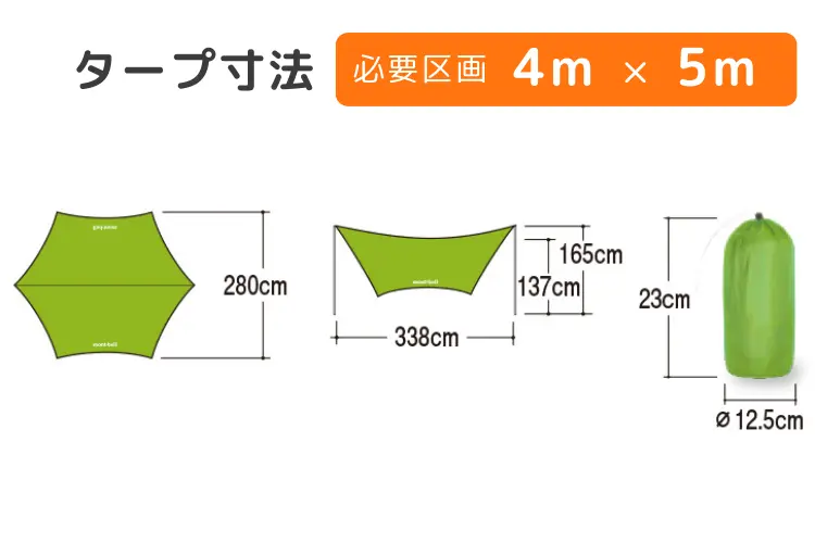 ミニタープHX　サイズ